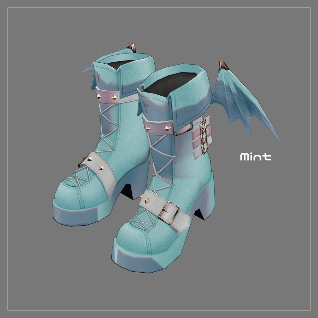 【VRC想定】Kawaii Gothic Punk ブーツセット【3Dアクセサリー】