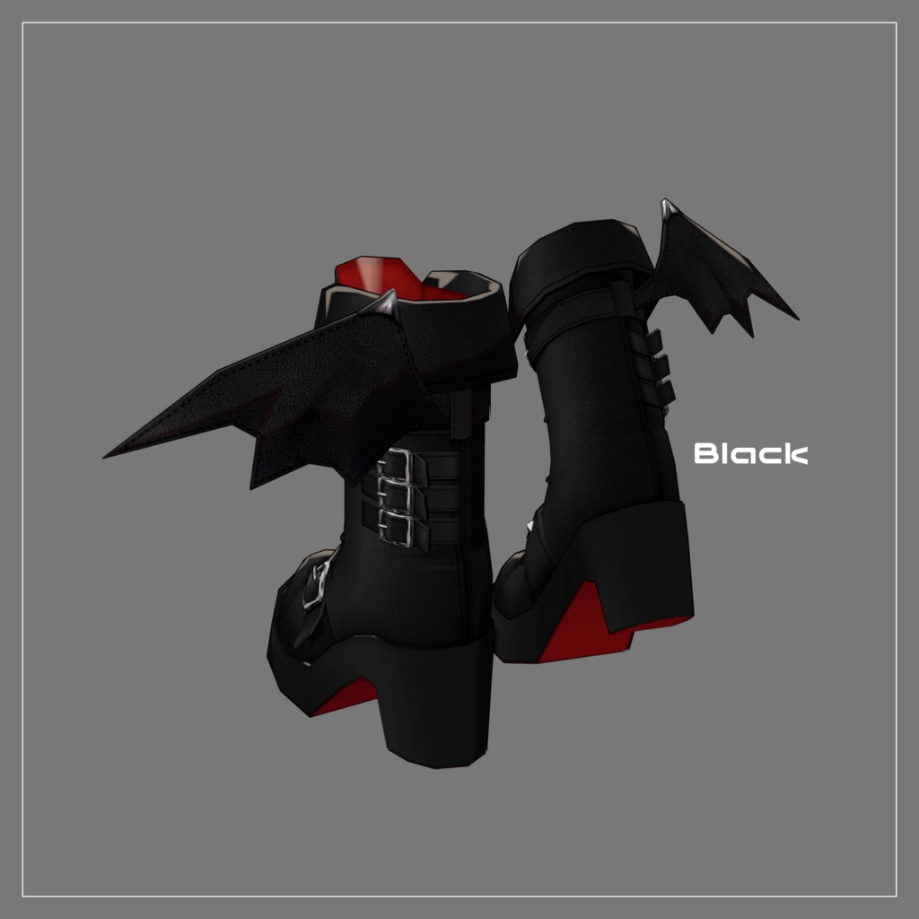 【VRC想定】Kawaii Gothic Punk ブーツセット【3Dアクセサリー】