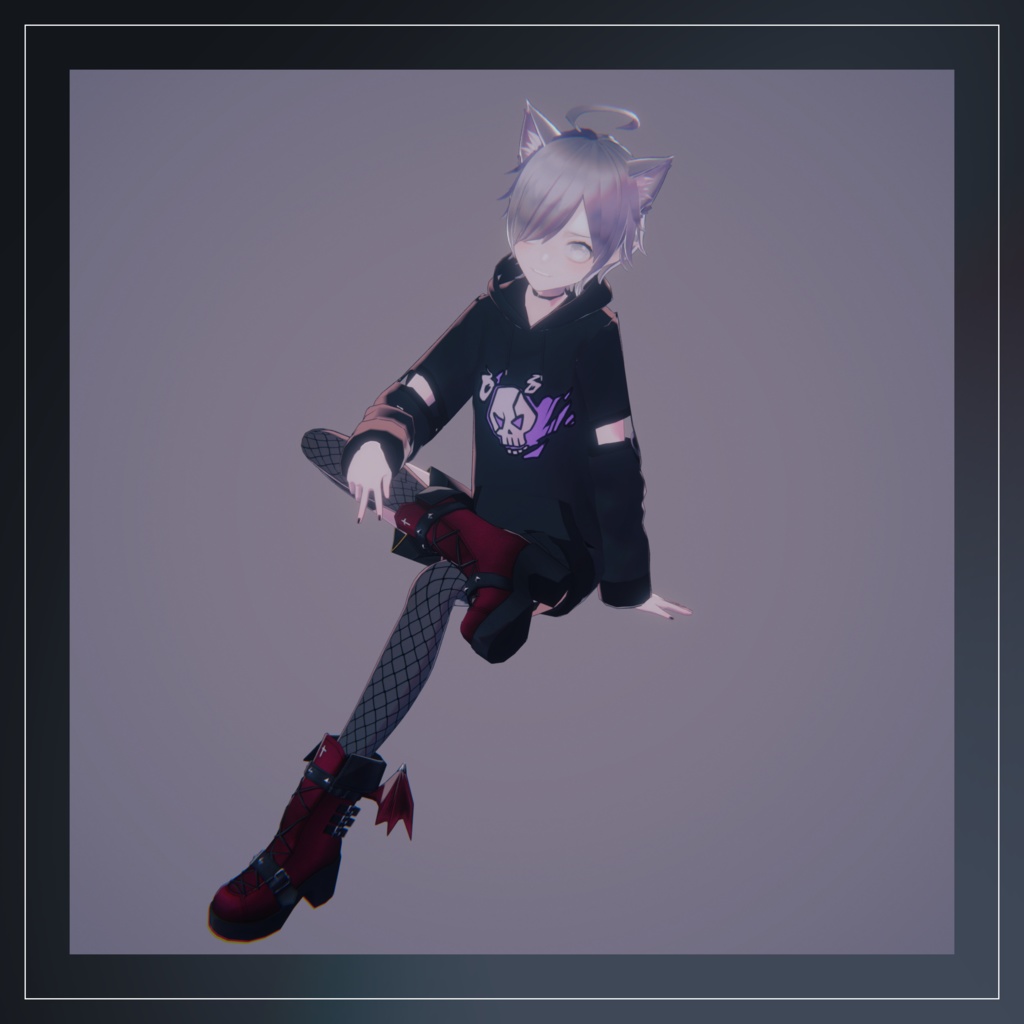 【VRC想定】Kawaii Gothic Punk ブーツセット【3Dアクセサリー】