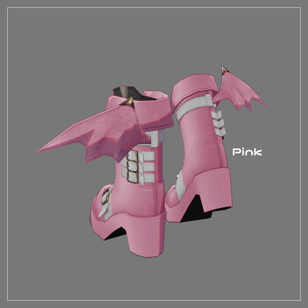 【VRC想定】Kawaii Gothic Punk ブーツセット【3Dアクセサリー】