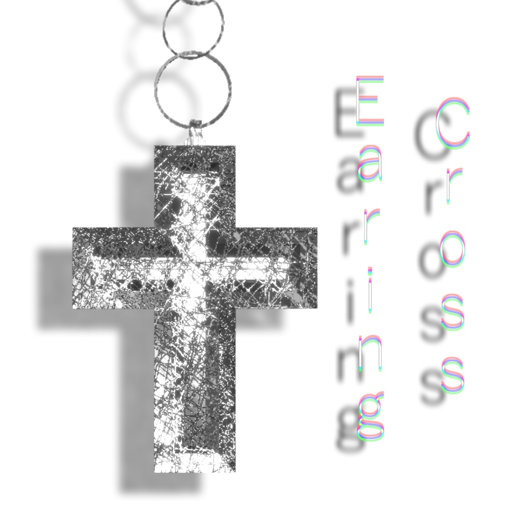 【VRChat想定】イヤリング  [白銀] Cross - Earing
