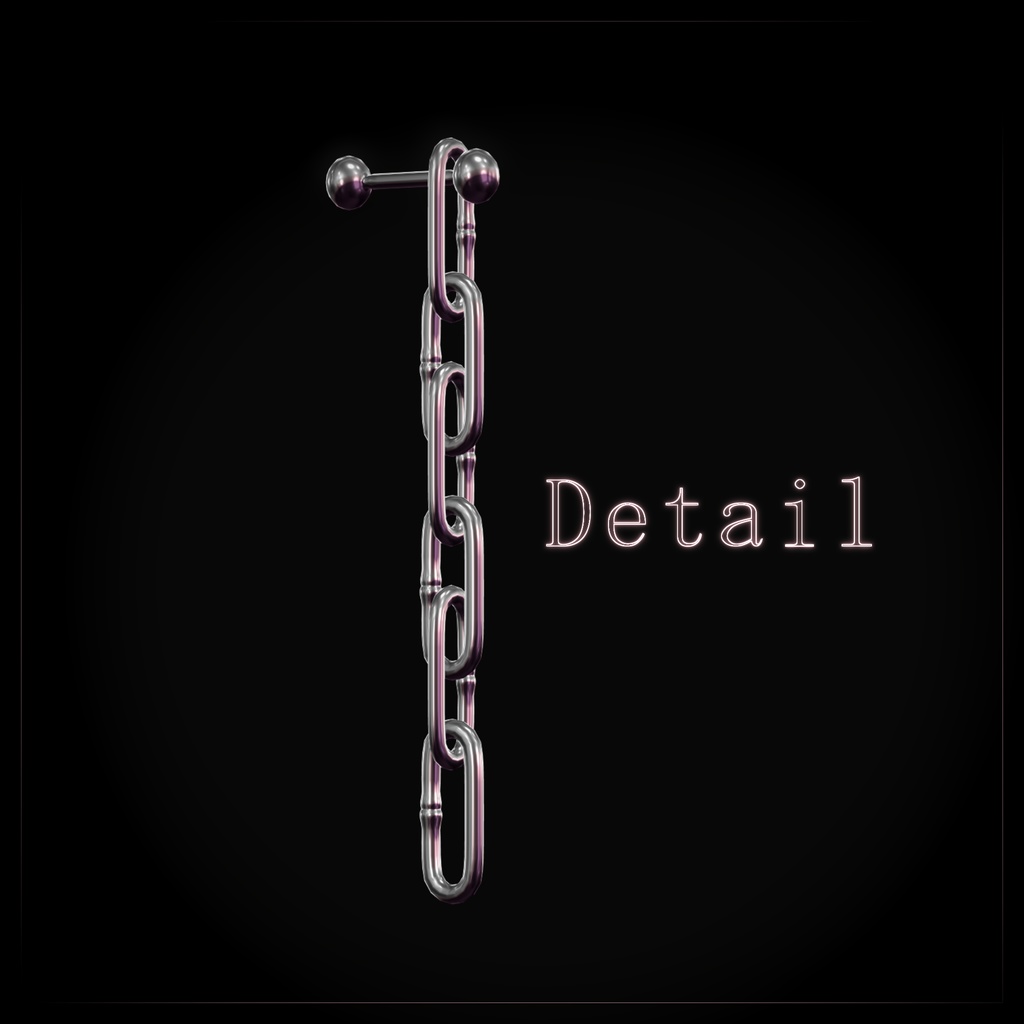 Chain Earring - イヤリング ( ピアス )-【 VRChat想定 】【 PB設定済 】