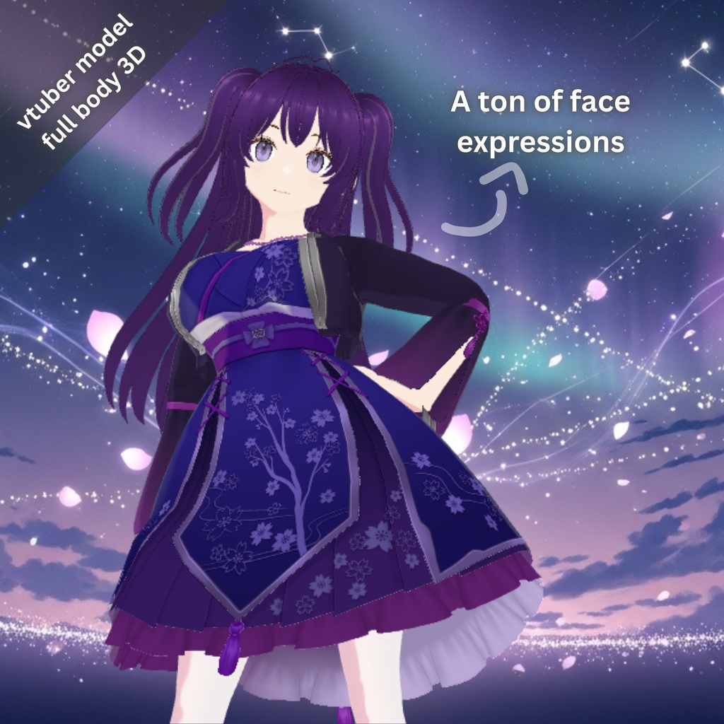 Premade VTuber Model | purple idol |  Ready for vtubers!