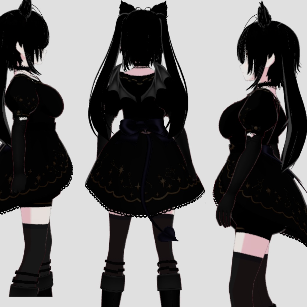 🖤VTuber 3DModel| kiku Cute Goth Girl | including backgrounds | Fully Rigged, Full Body🖤