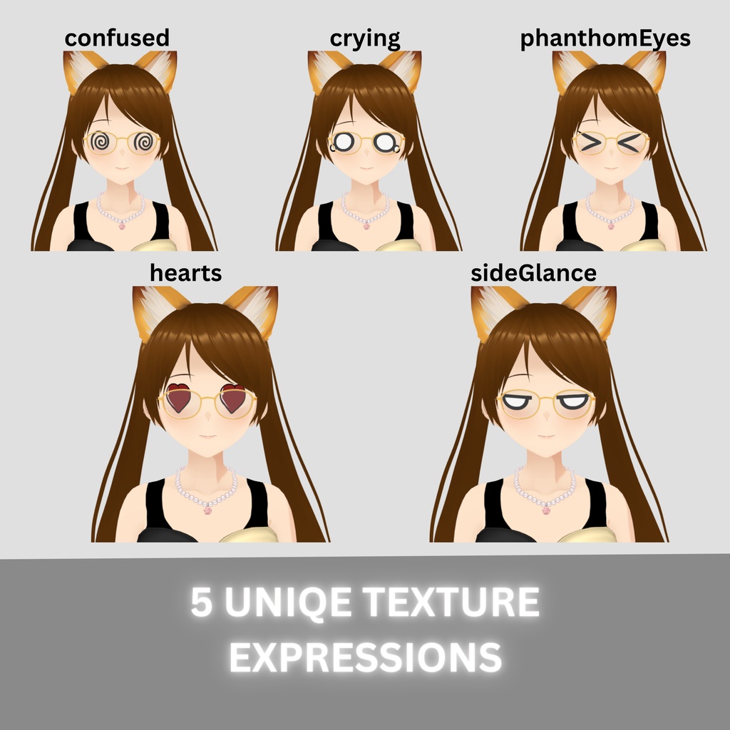 【VRM】3Dきつね耳VTuberモデル|配信向け・表情豊富(Kitsune Avatar)