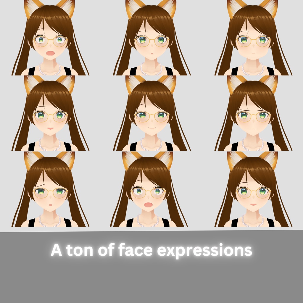 【VRM】3Dきつね耳VTuberモデル|配信向け・表情豊富(Kitsune Avatar)