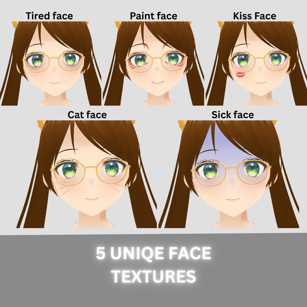 【VRM】3Dきつね耳VTuberモデル|配信向け・表情豊富(Kitsune Avatar)