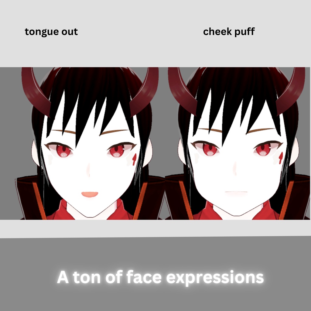 Vtuber model Red oni male: ton of expressions, including backrounds, fully rigged