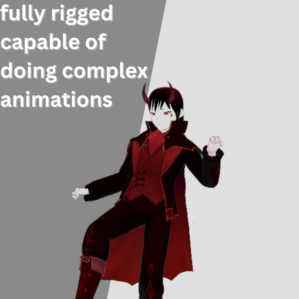 Vtuber model Red oni male: ton of expressions, including backrounds, fully rigged