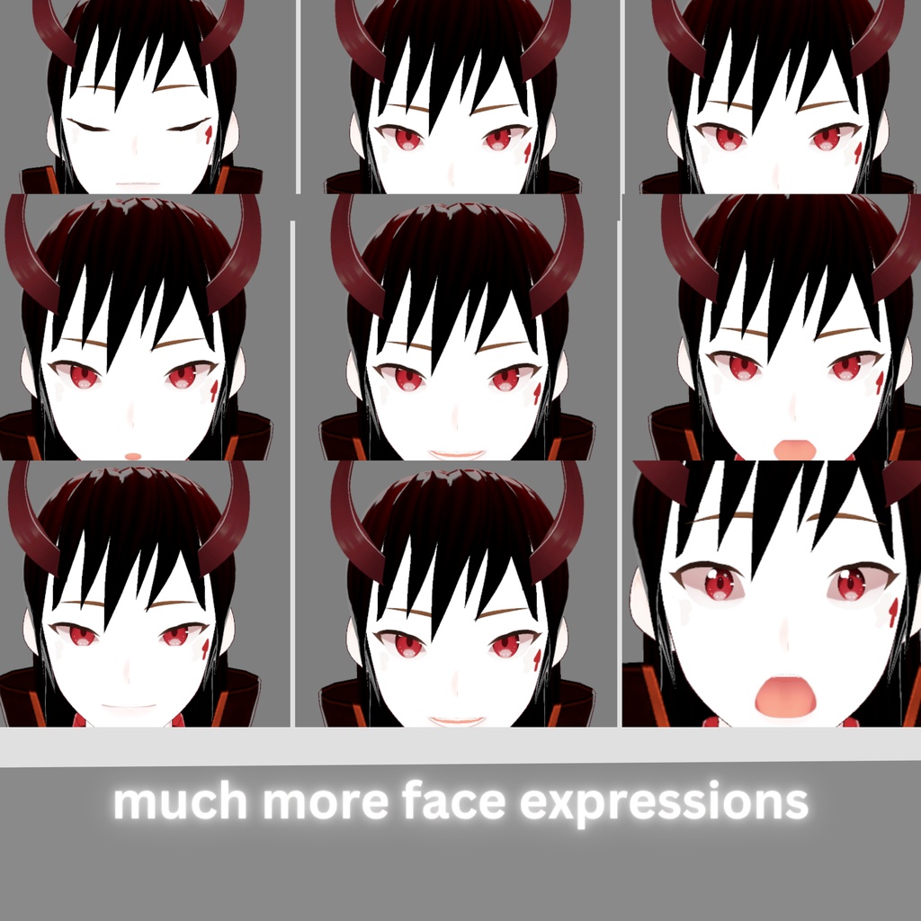 Vtuber model Red oni male: ton of expressions, including backrounds, fully rigged