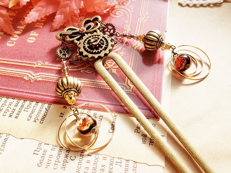 2つぼんぼりの髪飾り【秋】かんざし