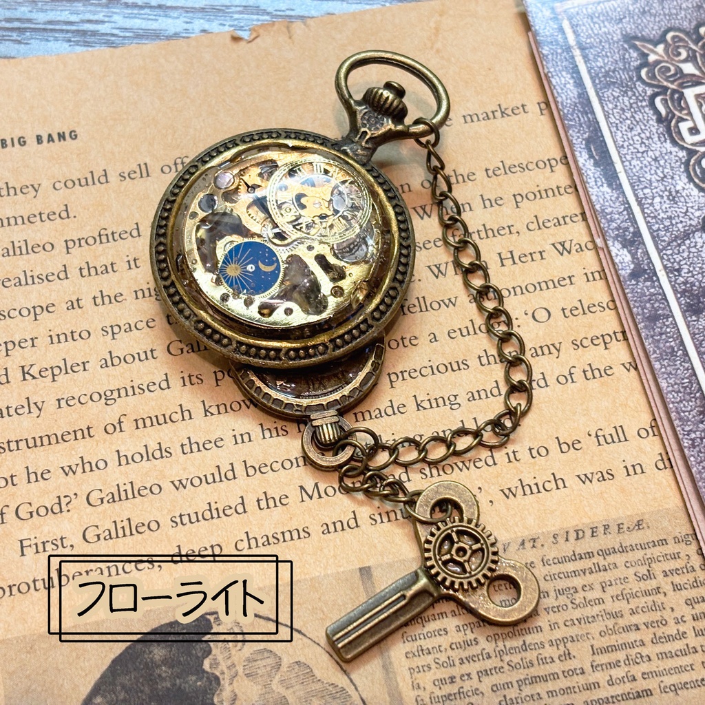 蒸気婦人の帯留め【スチームパンク風】時計部品と鉱石のアクセサリー