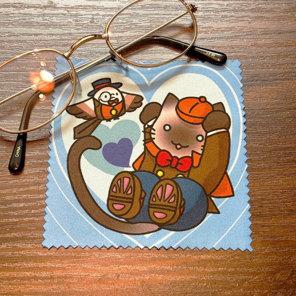 ねこ探偵シャムロックのメガネ拭きセット