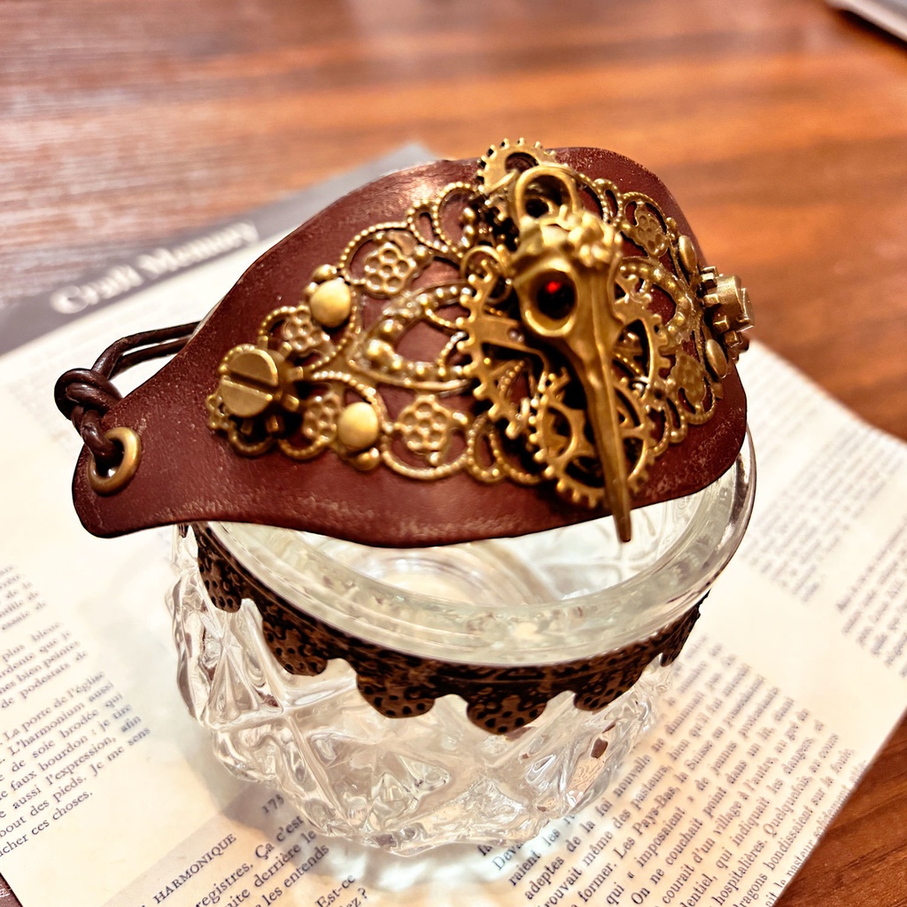 バードスカルのブレスレット【スチームパンク風】サイズ調節可能