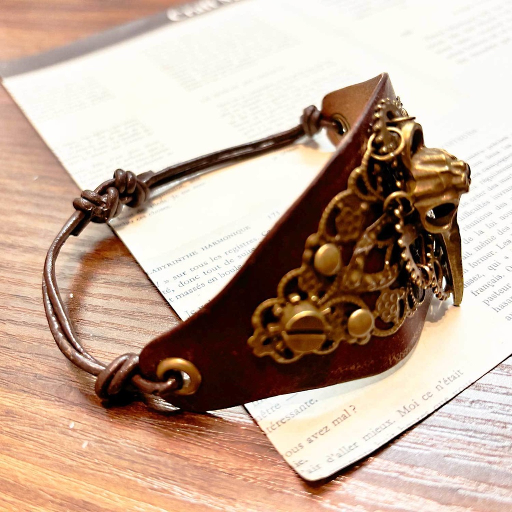 バードスカルのブレスレット【スチームパンク風】サイズ調節可能