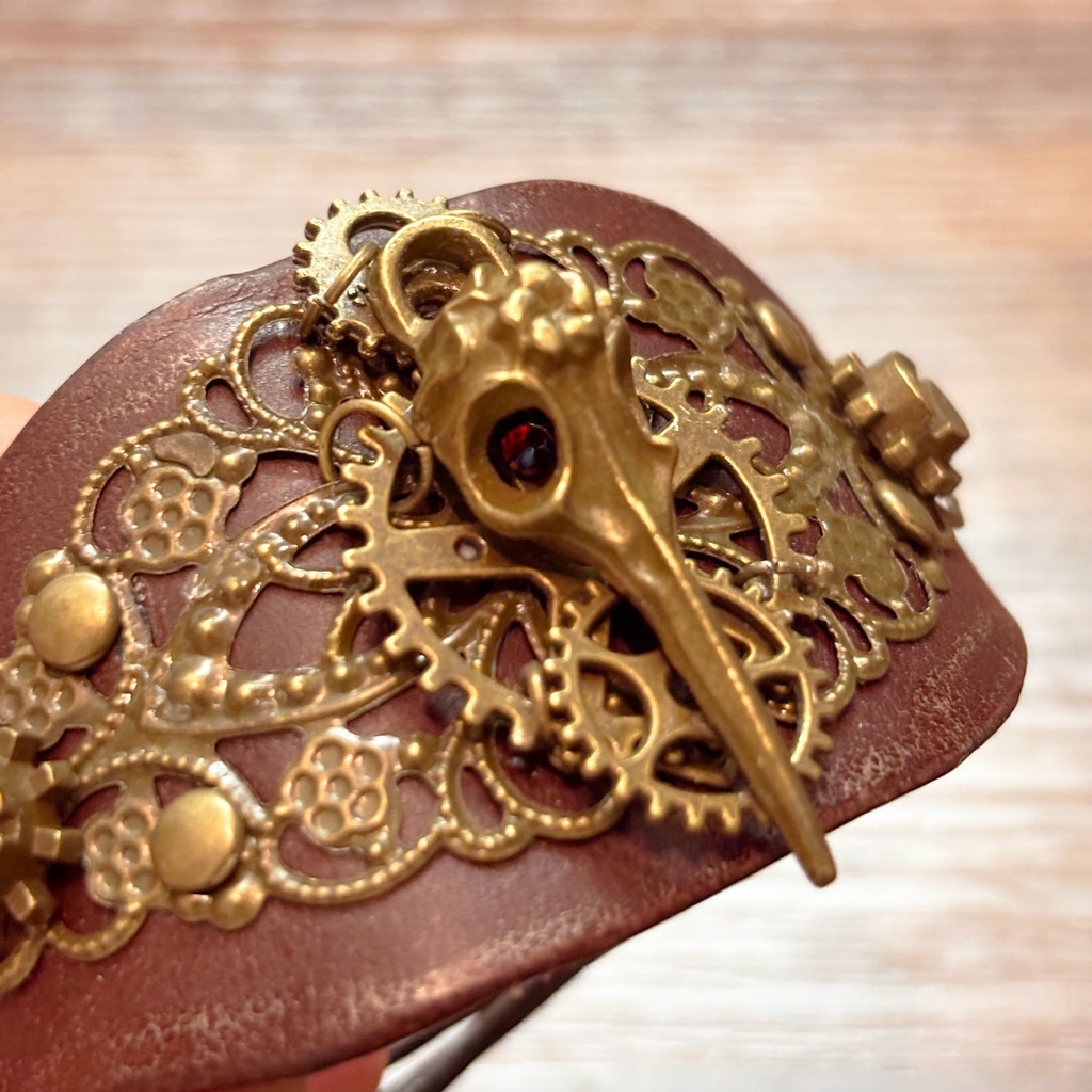 バードスカルのブレスレット【スチームパンク風】サイズ調節可能