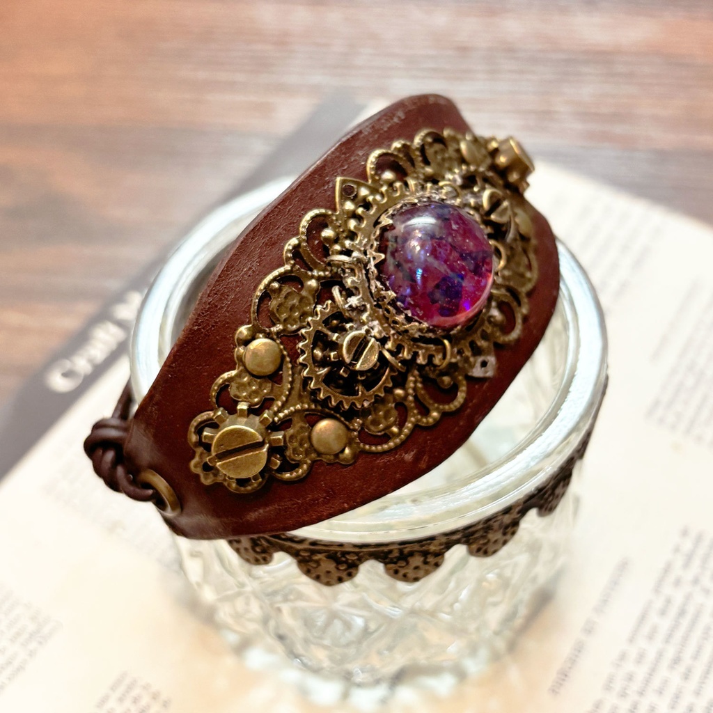 竜玉のブレスレット【スチームパンク風】ドラゴンズブレスの腕輪、サイズ調節可能