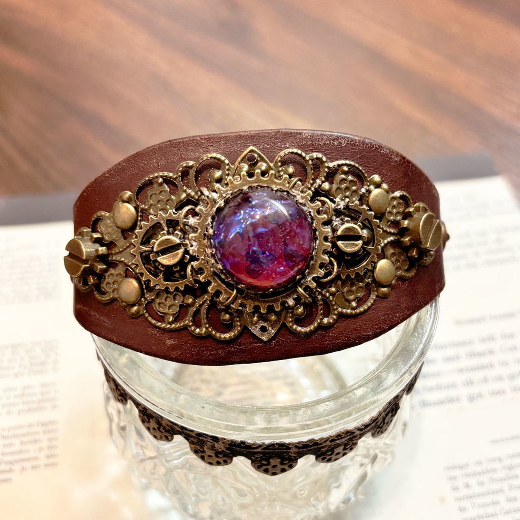 竜玉のブレスレット【スチームパンク風】ドラゴンズブレスの腕輪、サイズ調節可能