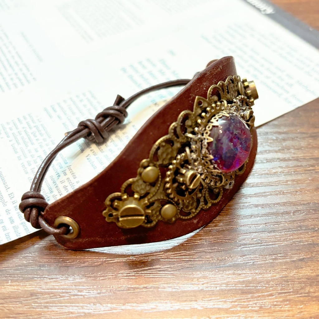 竜玉のブレスレット【スチームパンク風】ドラゴンズブレスの腕輪、サイズ調節可能