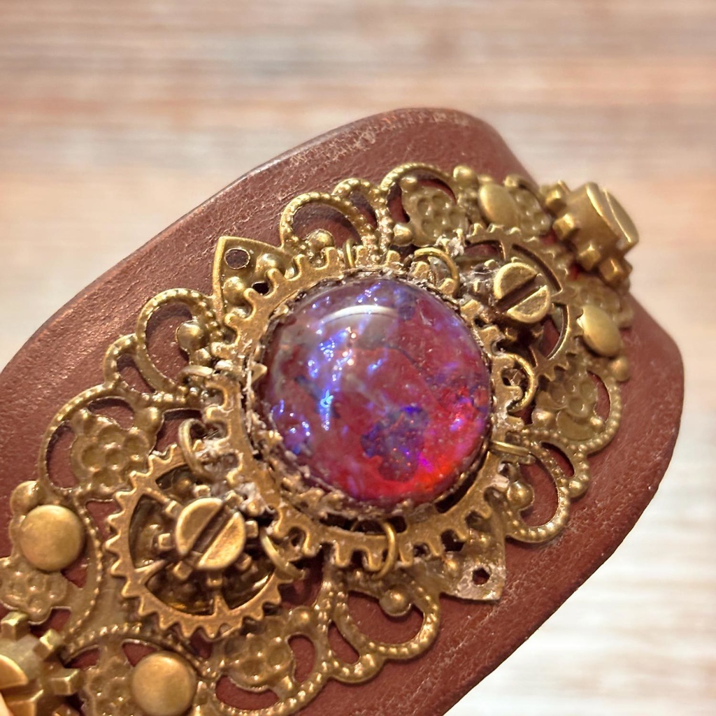 竜玉のブレスレット【スチームパンク風】ドラゴンズブレスの腕輪、サイズ調節可能