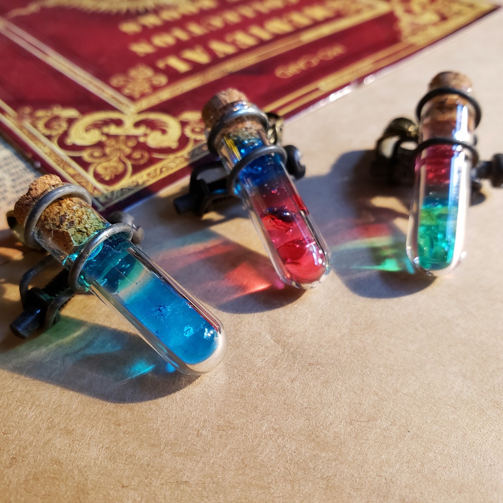 混色試験管のペンダント【スチームパンク風】バイカラーミニ試験管