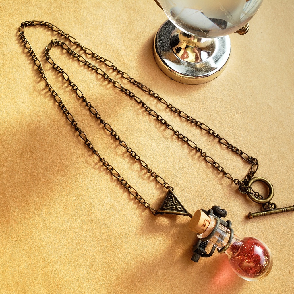 混色試験管のペンダント【スチームパンク風】バイカラーミニ試験管