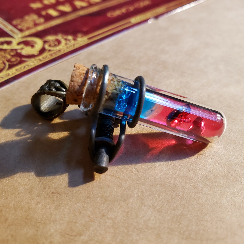 混色試験管のペンダント【スチームパンク風】バイカラーミニ試験管