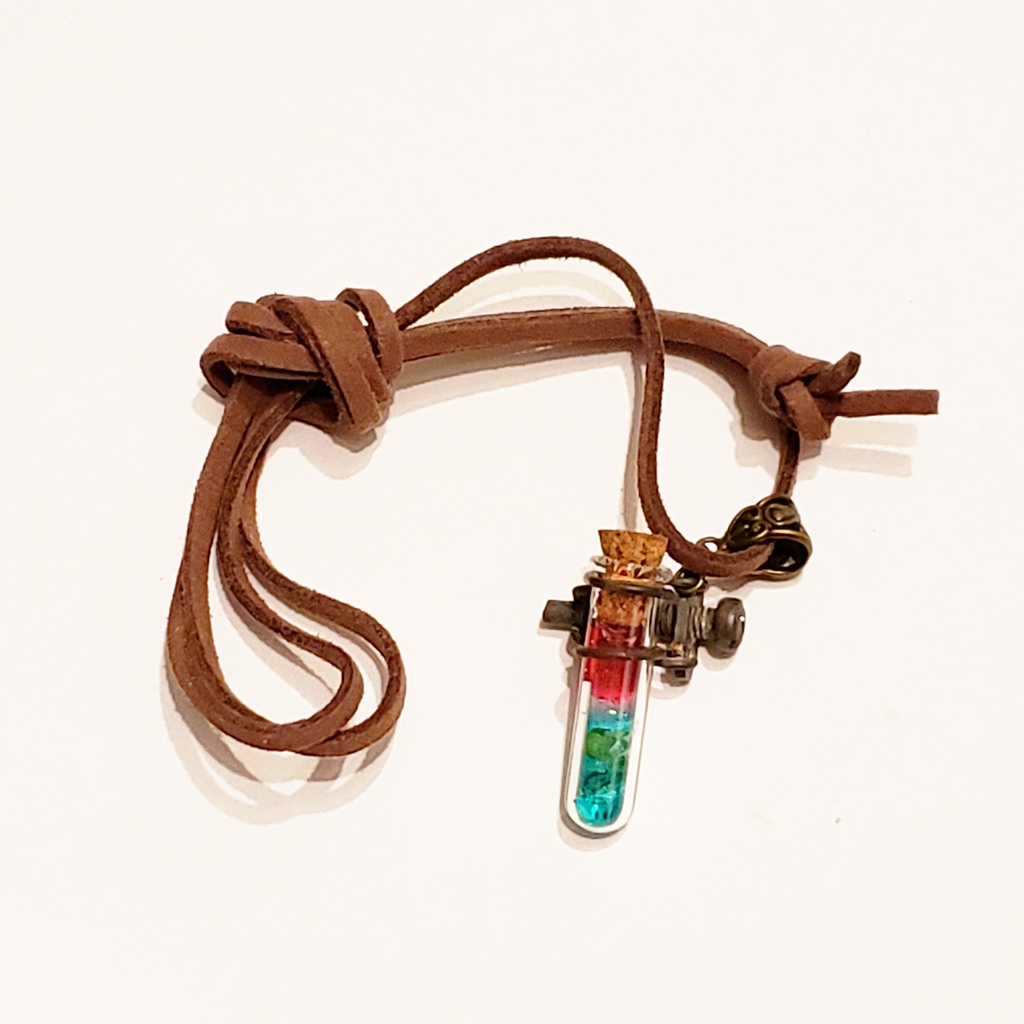 混色試験管のペンダント【スチームパンク風】バイカラーミニ試験管