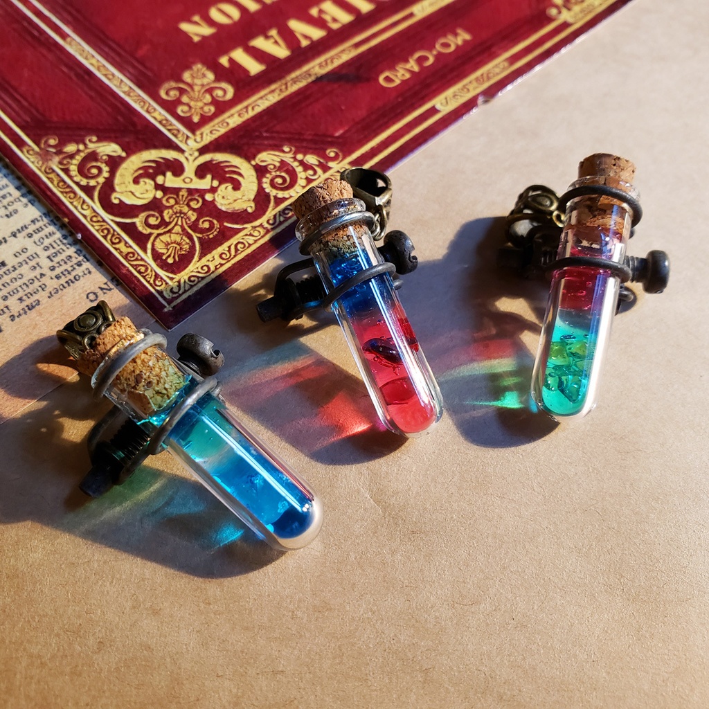 混色試験管のペンダント【スチームパンク風】バイカラーミニ試験管