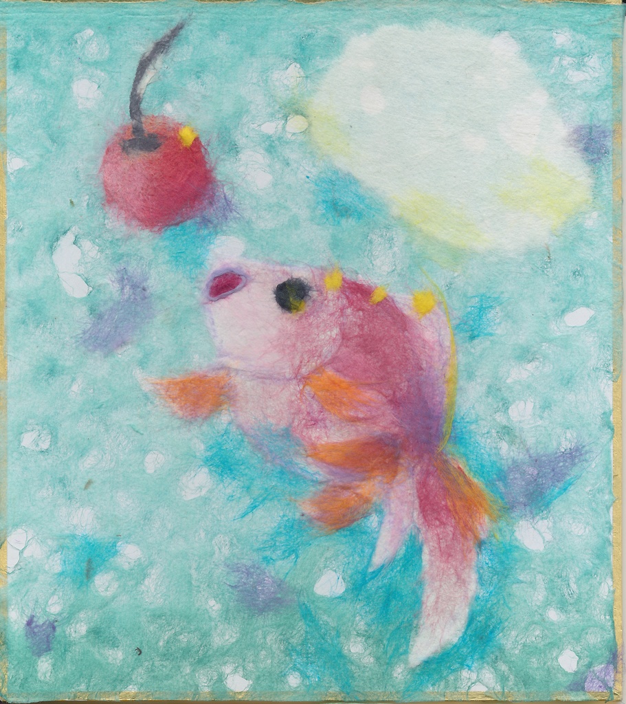 ちぎり絵　クリームソーダ