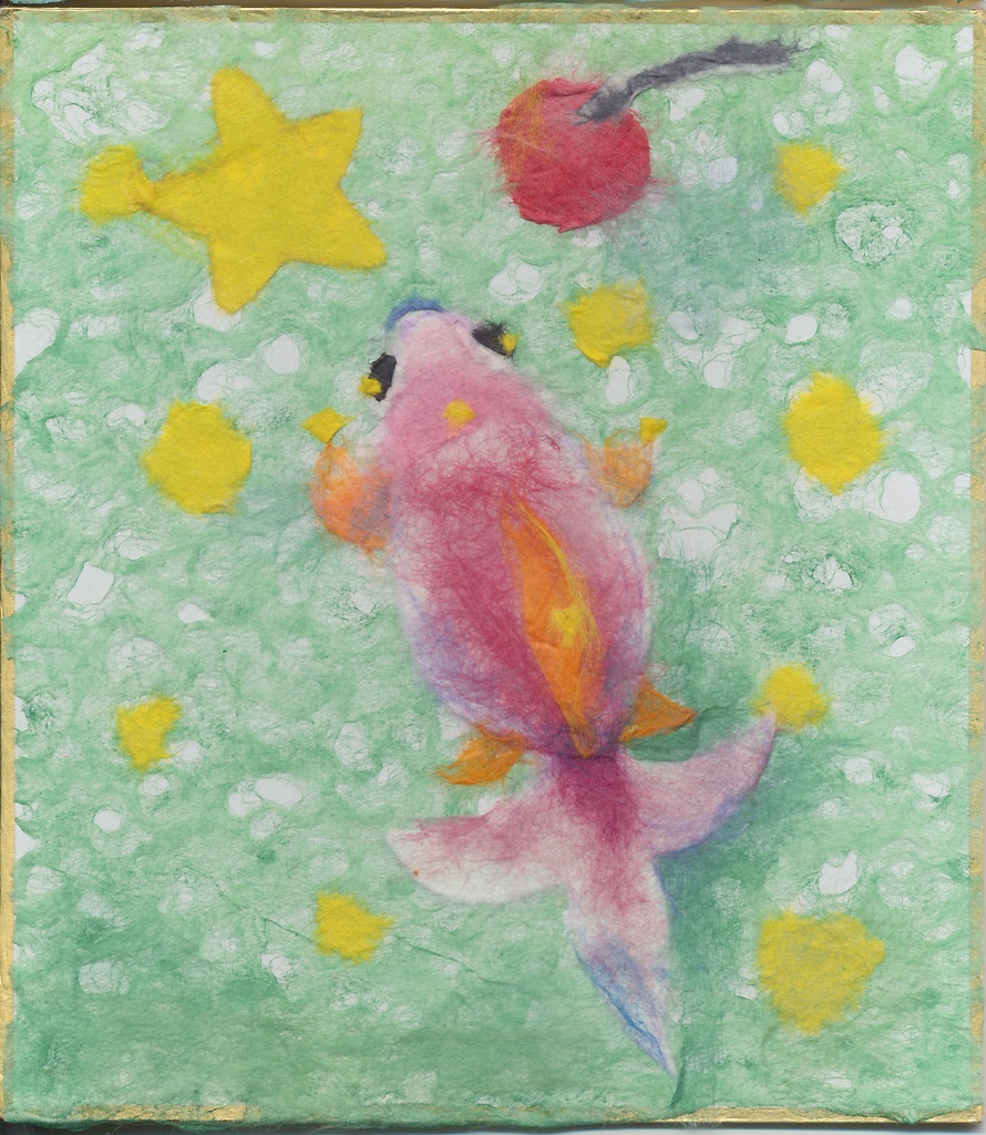 ちぎり絵　メロンソーダ