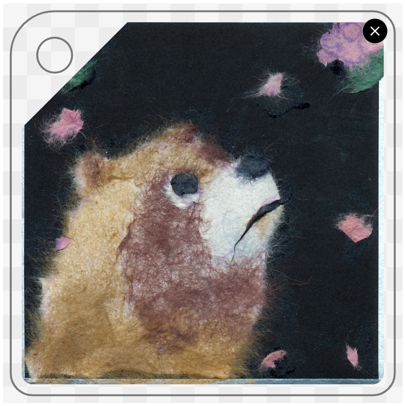 たぬきとさくら黒~アクリルキーホルダー