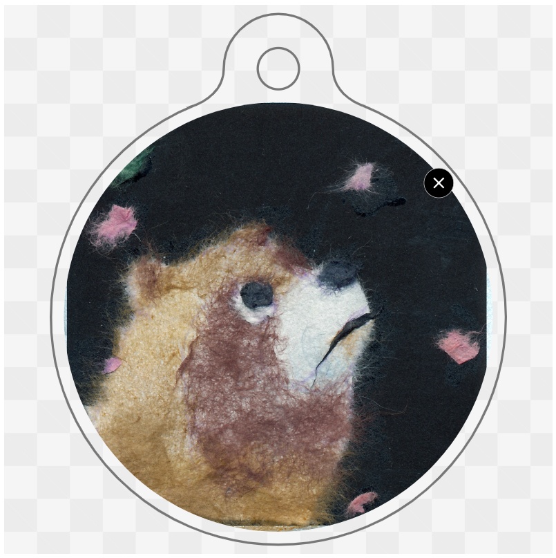 たぬきとさくら黒~アクリルキーホルダー