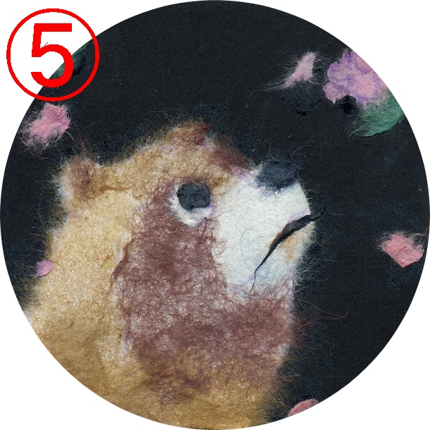 ちぎり絵たぬき3種缶バッジセット