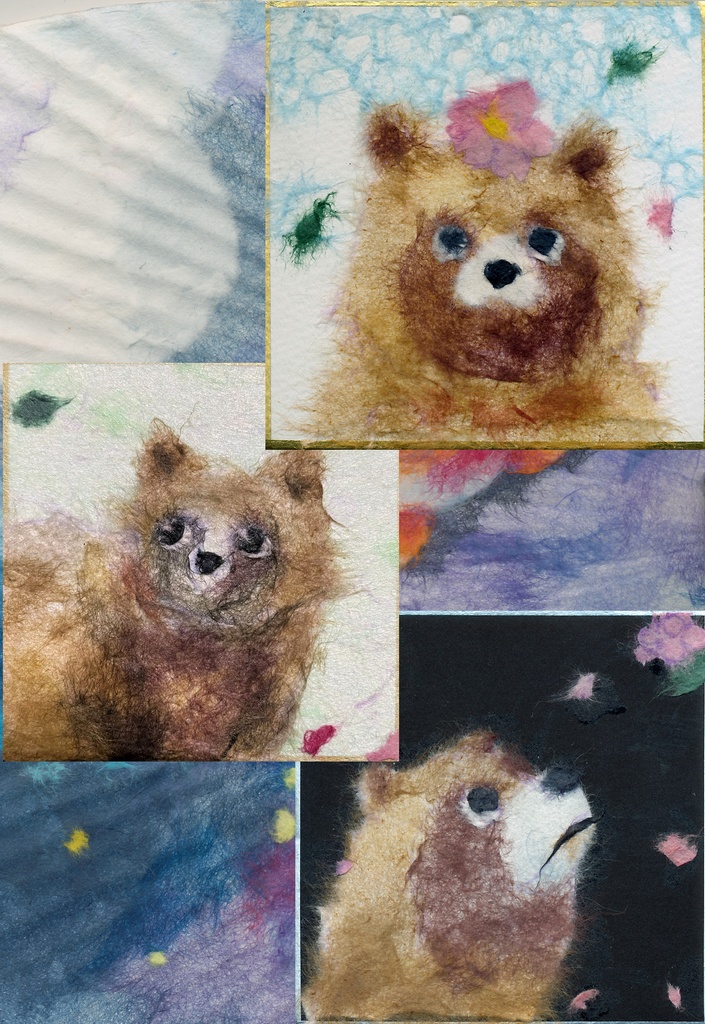 ちぎり絵たぬき５種ポストカードセット