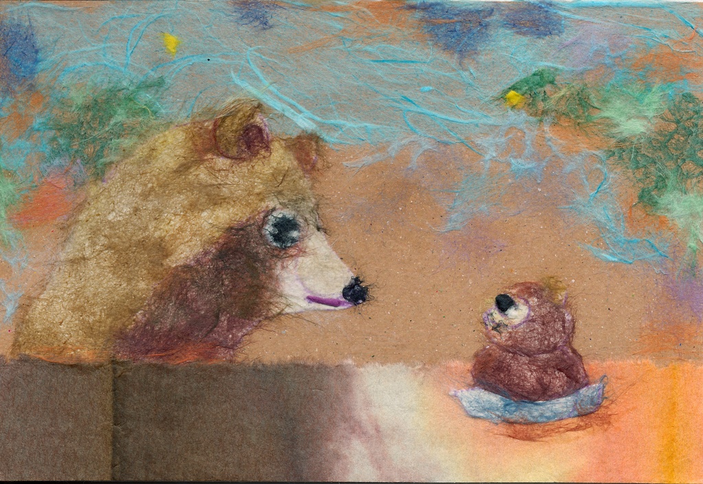 ちぎり絵たぬき5種ポストカードセット