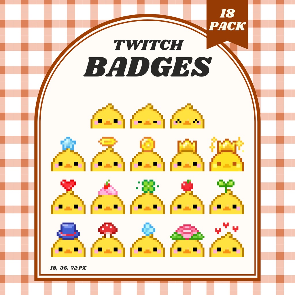 【Twitch対応】ひよこのサブスクバッジ ▶︎18種入り ドット絵