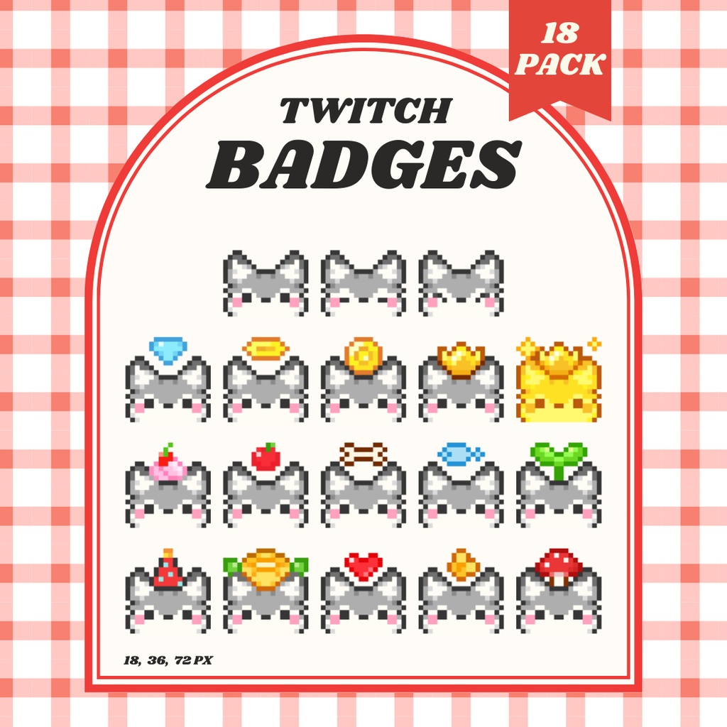 【Twitch対応】狼のサブスクバッジ ▶︎18種入り ドット絵