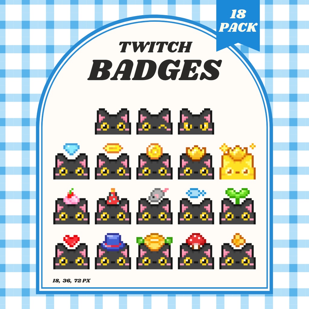 【Twitch対応】黒猫のサブスクバッジ ▶︎18種入り