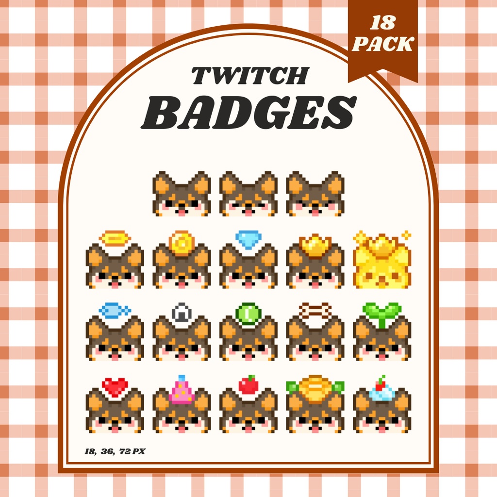 【Twitch対応】黒しば犬のサブスクバッジ ▶︎18種入り