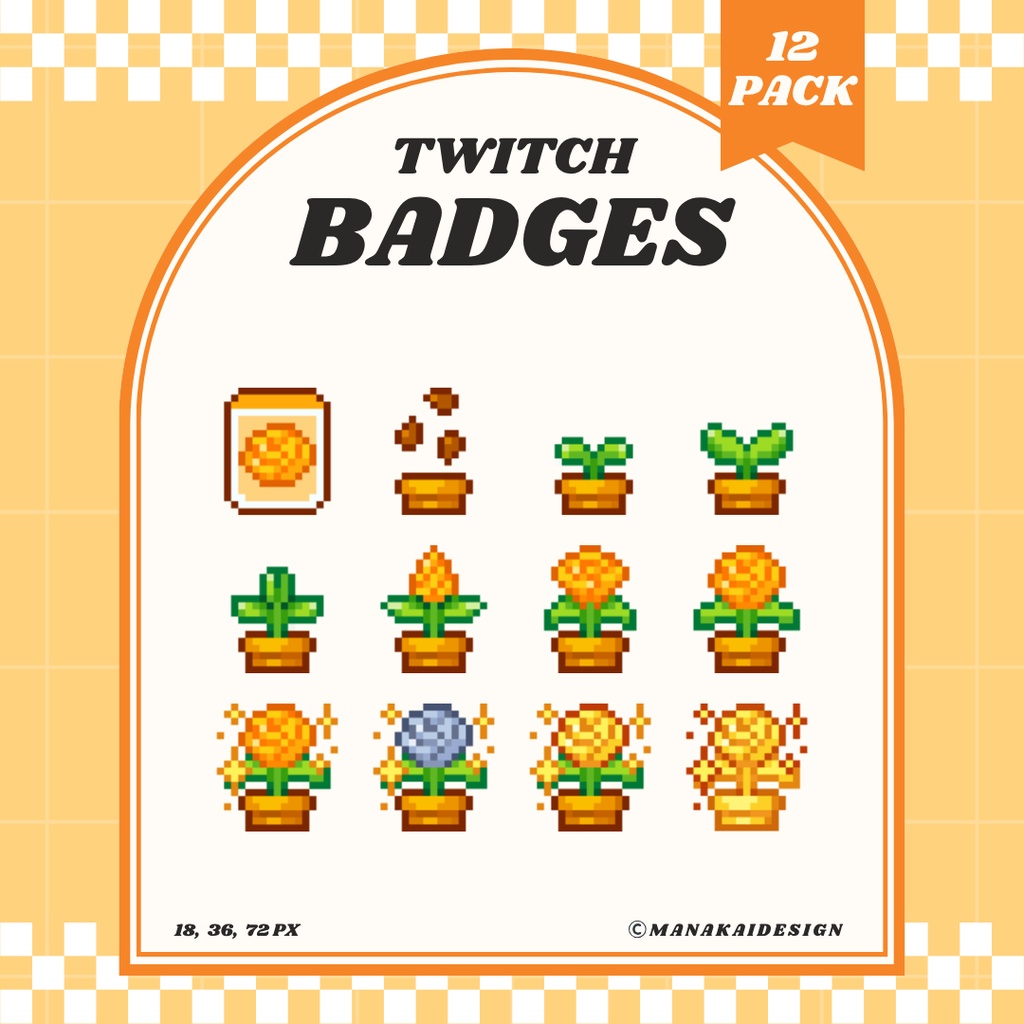 【Twitch対応】バラ🌹のサブスクバッジ ▶︎5色・12個