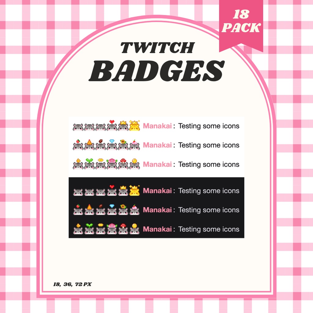 【Twitch対応】グレーハムスターのサブスクバッジ ▶︎18種入り
