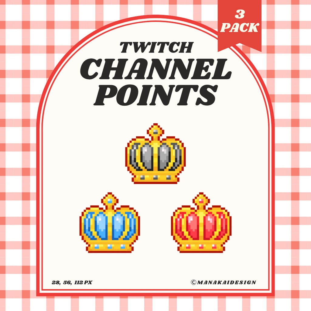 【Twitch対応】王冠 チャンネルポイント ▶︎3色 ドット絵👑