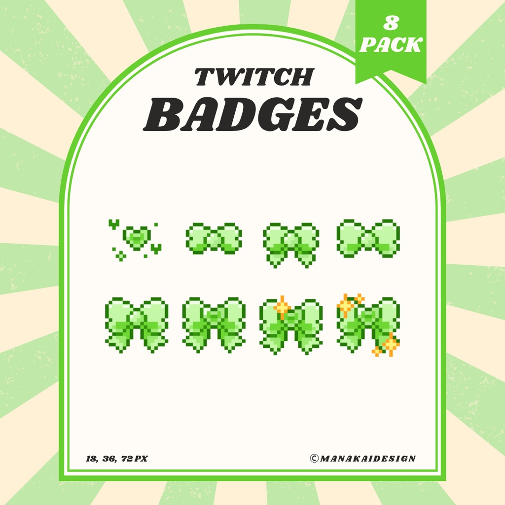 【Twitch対応】リボンのサブスクバッジ ▶︎5色・8個
