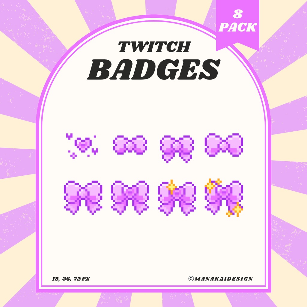 【Twitch対応】リボンのサブスクバッジ ▶︎5色・8個