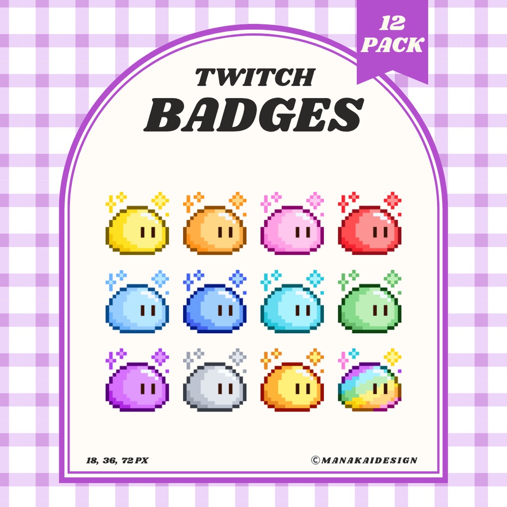 【Twitch対応】シンプルなスライムのサブスクバッジ ▶︎12個 ドット絵