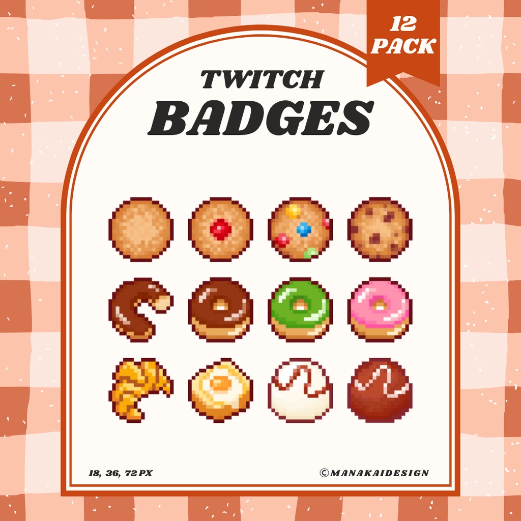 【Twitch対応】ベーカリーのサブスクバッジ ▶︎12個 ドット絵