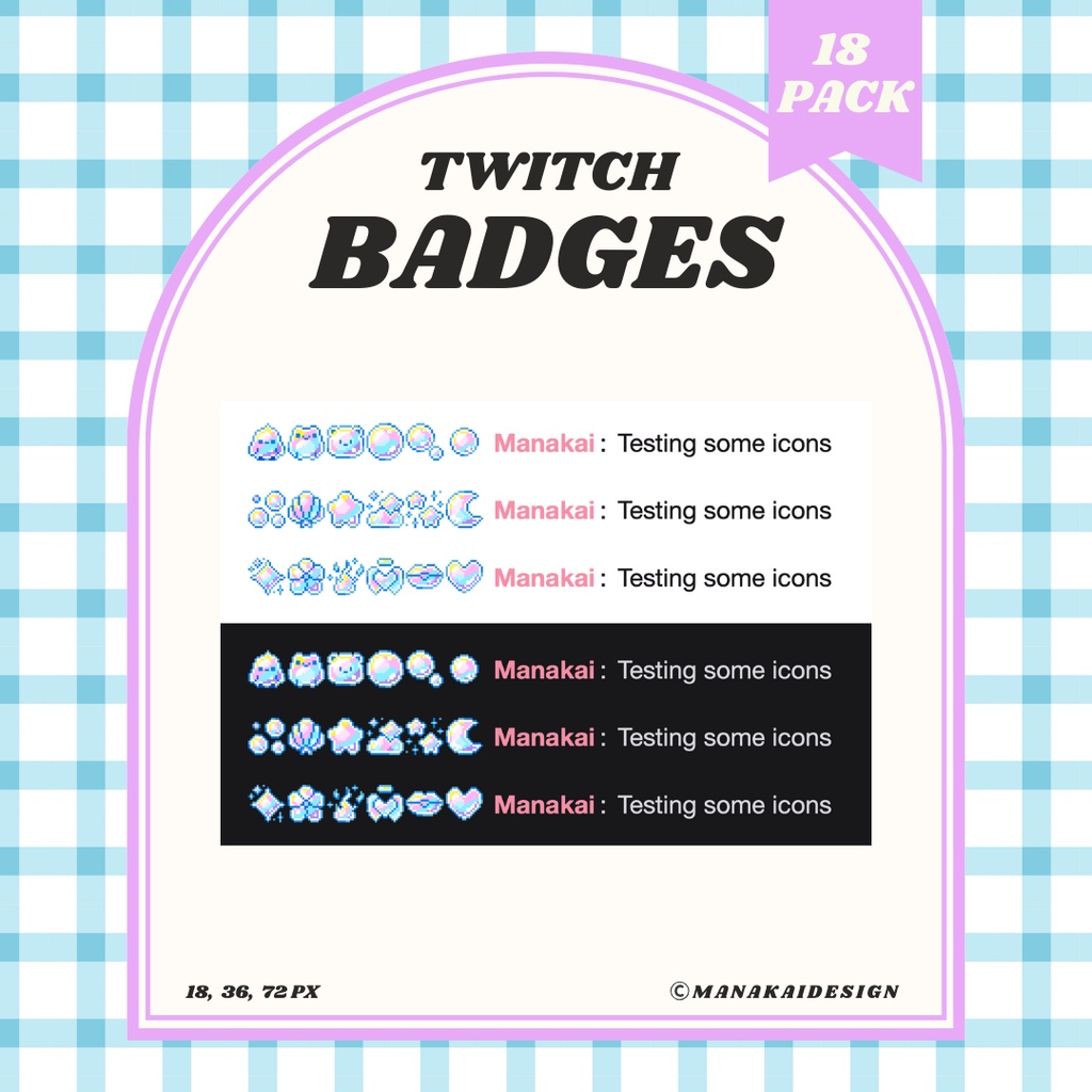 【Twitch対応】シャボン玉🫧のサブスクバッジ ▶︎18個 ドット絵
