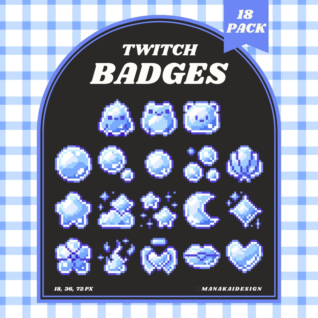 【Twitch対応】青いシャボン玉🫧のサブスクバッジ ▶︎18個 ドット絵