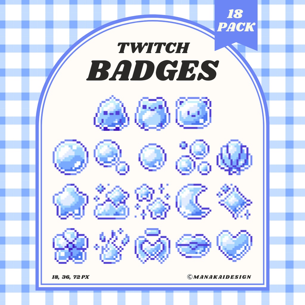 【Twitch対応】青いシャボン玉🫧のサブスクバッジ ▶︎18個 ドット絵